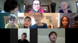 a screen shot of students at an 826michigan virtual workshop